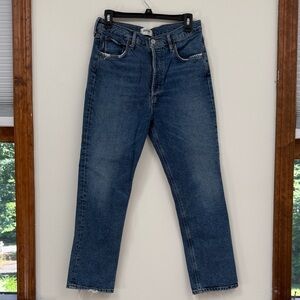 Agolde Women's Cropped Straight Jeans in Medium Blue Wash